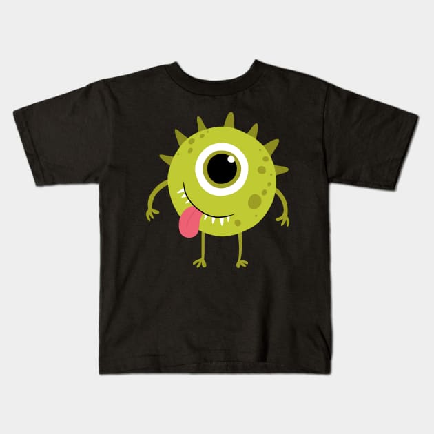 Green Monster Kids T-Shirt by valentinahramov